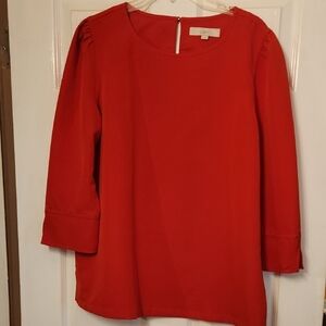 EUC LOFT Red Boxy Blouse with 3/4 Sleeves